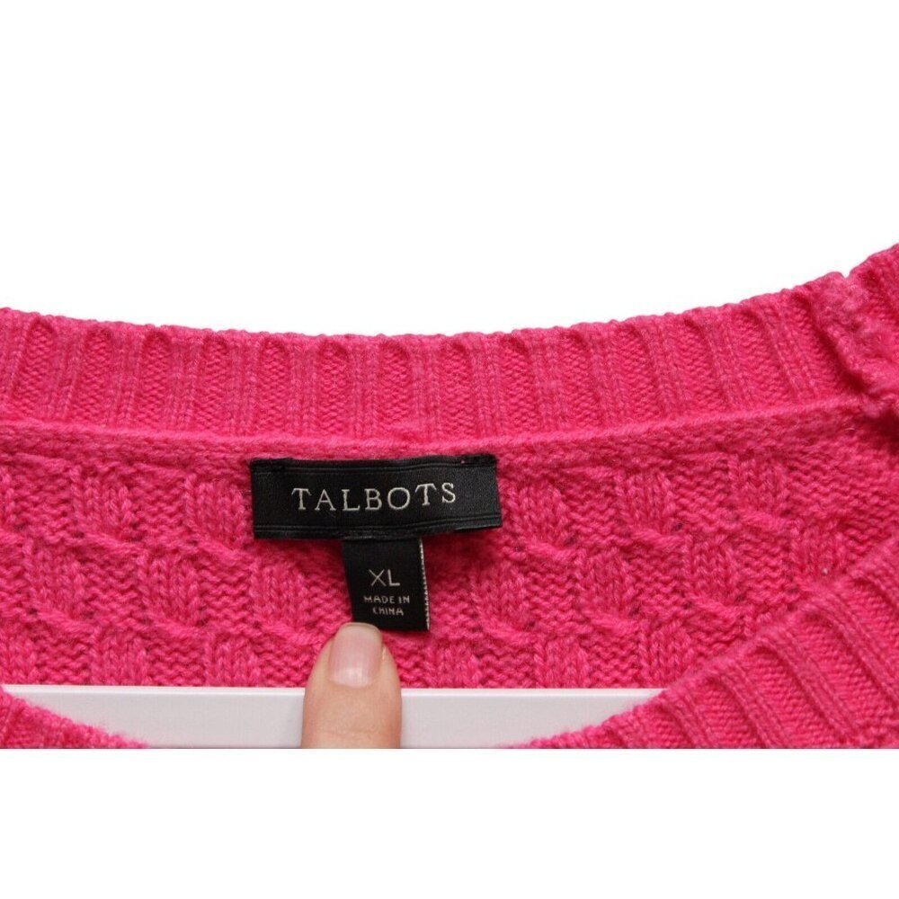 Talbots Sweater Size XL Lambs Wool Textured Knit Pink Valentines Day Preppy Soft - Picture 8 of 12